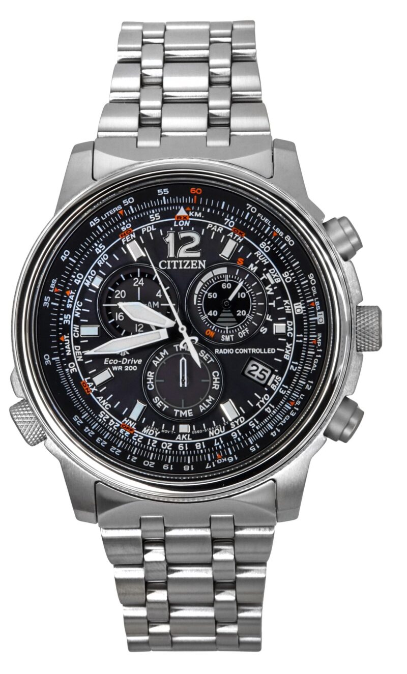 Citizen Promaster Sky Radio Controlled Chronograph Stainless Steel Black Dial Eco-Drive CB5860-86E 200M Men's Watch
