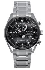 Citizen Tsuki-Yomi Radio Controlled Moon Phase Super Titanium Black Dial Eco-Drive BY1018-80E 100M Men's Watch
