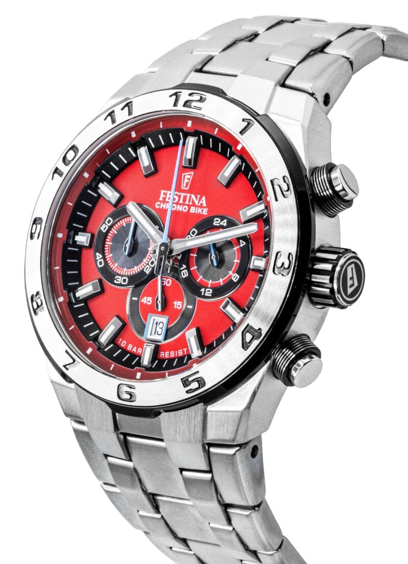 Festina Chrono Bike Chronograph Stainless Steel Red Dial Quartz F20670-5 100M Men's Watch