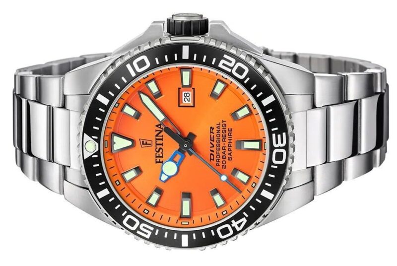 Festina Diver Stainless Steel Orange Dial Quartz F20663-4 200M Men's Watch