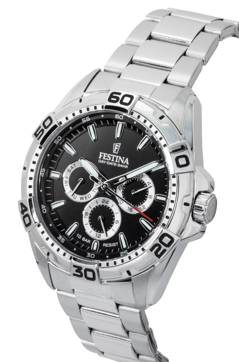 Festina Stainless Steel Multifunction Black Dial Quartz F20623-4 100M Men's Watch