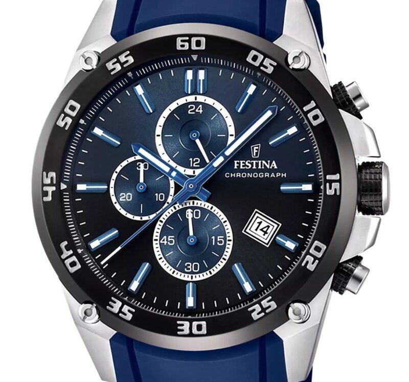 Festina The Originals Chronograph Rubber Strap Blue Dial Quartz F20330-A 100M Men's Watch