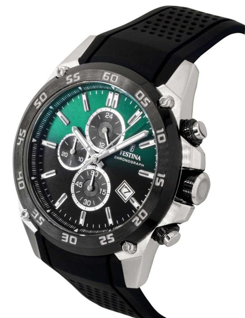 Festina The Originals Chronograph Rubber Strap Green Dial Quartz F20330-B 100M Men's Watch