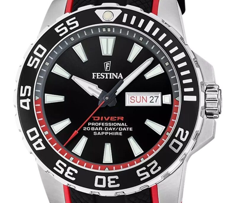 Festina The Originals Rubber Strap Black Dial Quartz Diver's F20662-3 200M Men's Watch