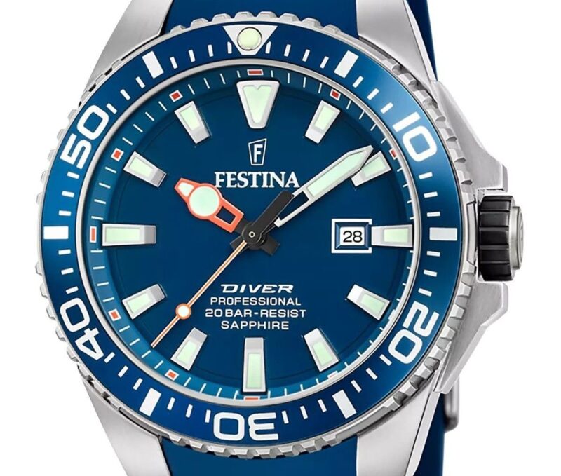 Festina The Originals Rubber Strap Blue Dial Quartz Diver's F20664-1 200M Men's Watch