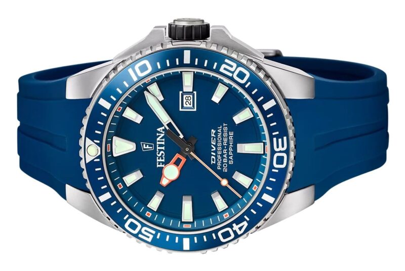 Festina The Originals Rubber Strap Blue Dial Quartz Diver's F20664-1 200M Men's Watch