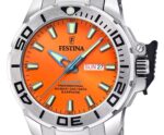Festina The originals Stainless Steel Orange Dial Quartz Diver's F20665-5 200M Men's Watch