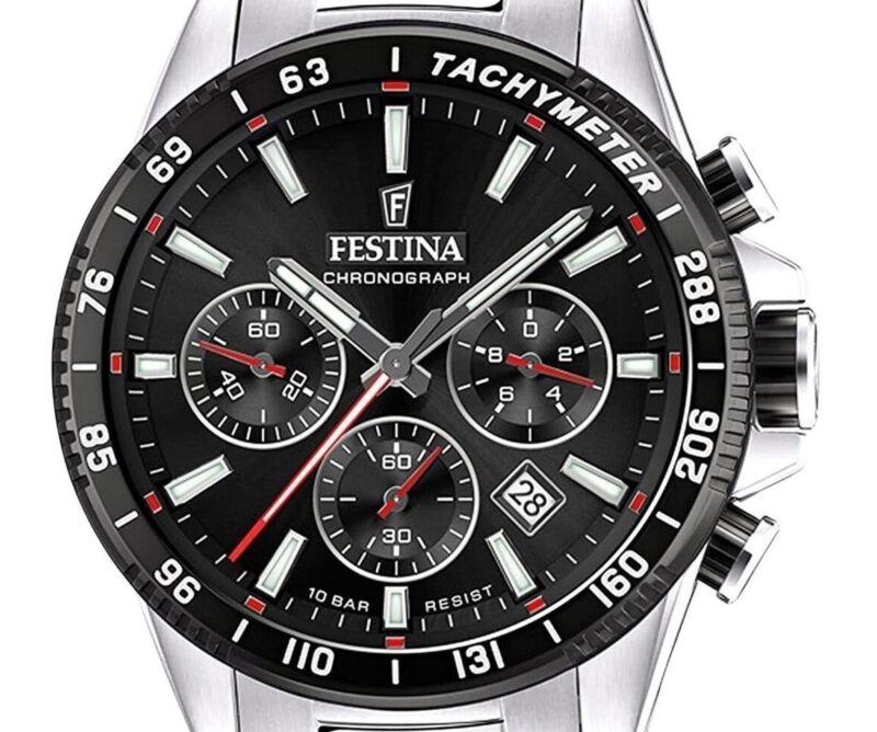 Festina Timeless Chronograph Stainless Steel Black Dial Quartz F20560-6 100M Men's Watch