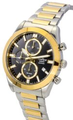 Casio Edifice Analog Chronograph Two Tone Stainless Steel Black Dial Quartz EFB-710SG-1AV 100M Men's Watch