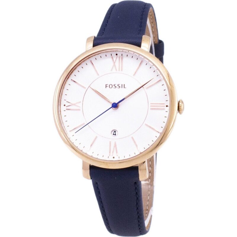 Fossil Jacqueline Silver Dial Navy Blue Leather ES3843 Women's Watch