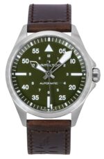Hamilton Khaki Aviation Pilot Leather Strap Green Dial Automatic H76305560 100M Men's Watch