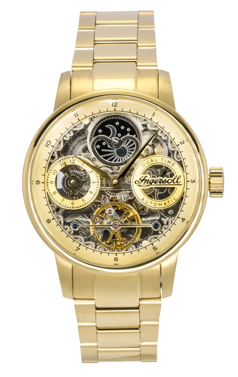 Ingersoll The Jazz Stainless Steel Gold Skeleton Dial Automatic I07711 Men's Watch