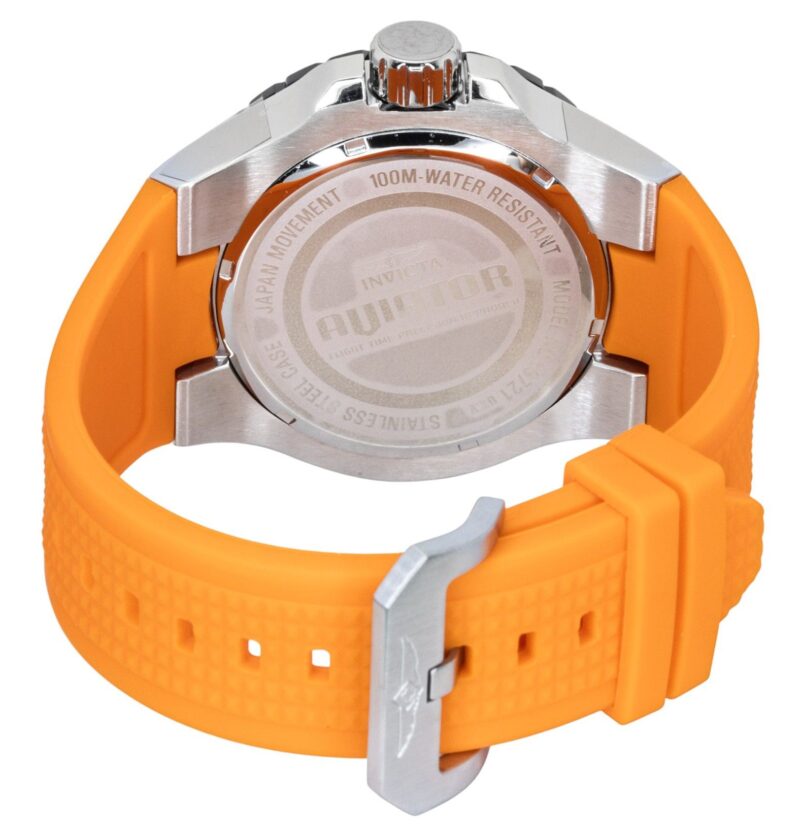 Invicta Aviator Orange Silicone Strap Gunmetal Dial Quartz 49721 100M Men's Watch