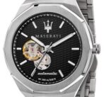 Refurbished Maserati Stile Open Heart Black Dial Stainless Steel Automatic R8823142002 100M Men's Watch