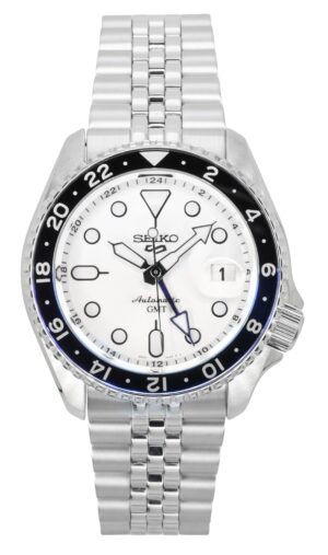 Seiko 5 Sports SKX GMT Stainless Steel White Dial Automatic SSK033K1 100M Men's Watch