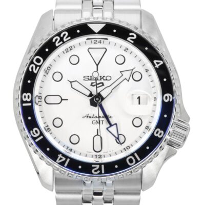 Seiko 5 Sports SKX GMT Stainless Steel White Dial Automatic SSK033K1 100M Men's Watch
