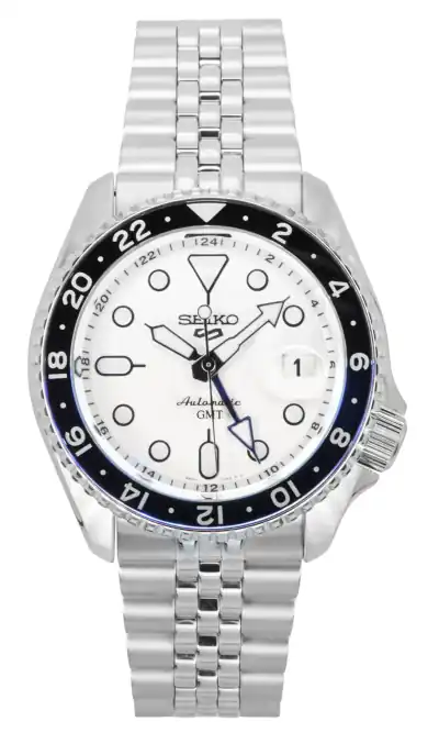Seiko 5 Sports SKX GMT Stainless Steel White Dial Automatic SSK033K1 100M Men's Watch