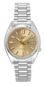Seiko 5 Sports SNXS Stainless Steel Gold Dial Automatic SRPL59K1 100M Men's Watch