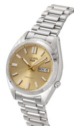 Seiko 5 Sports SNXS Stainless Steel Gold Dial Automatic SRPL59K1 100M Men's Watch