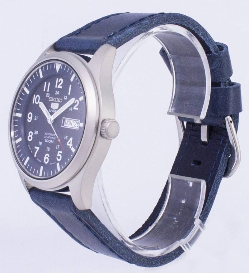 Seiko 5 Sports SNZG11J1-var-LS13 Japan Made Dark Blue Leather Strap Men's Watch