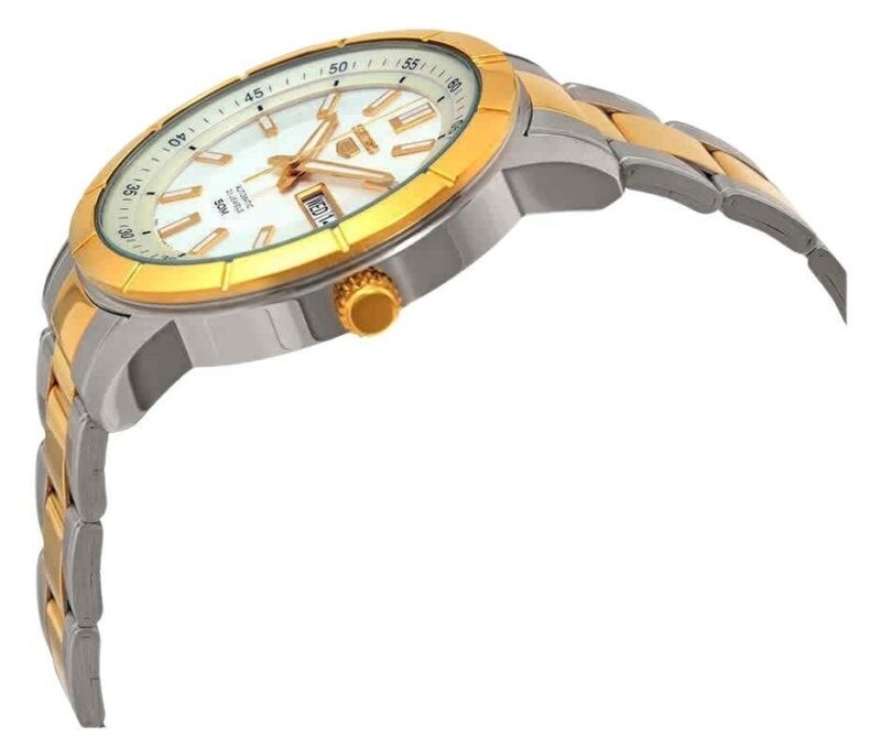 Seiko 5 Two Tone Stainless Steel Silver Dial 21 Jewels Automatic SNKN58K1 Men's Watch