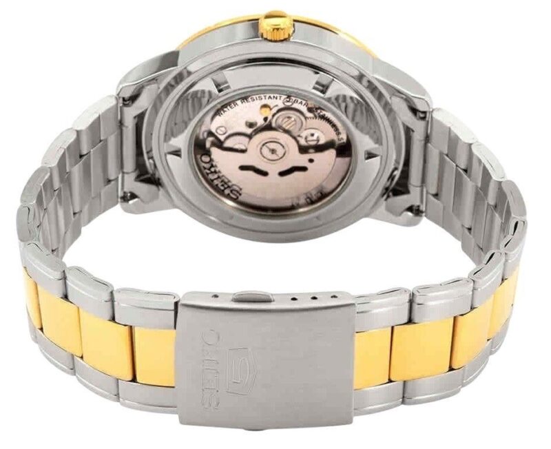 Seiko 5 Two Tone Stainless Steel Silver Dial 21 Jewels Automatic SNKN58K1 Men's Watch