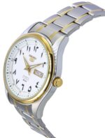 Seiko 5 Two Tone Stainless Steel White Arabic Dial Automatic SNKP22 SNKP22J1 SNKP22J Men's Watch