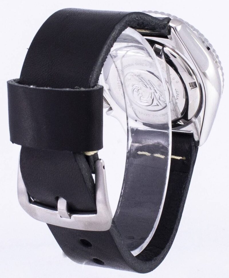 Seiko Automatic SKX009J1-var-LS14 Diver's 200M Japan Made Black Leather Strap Men's Watch