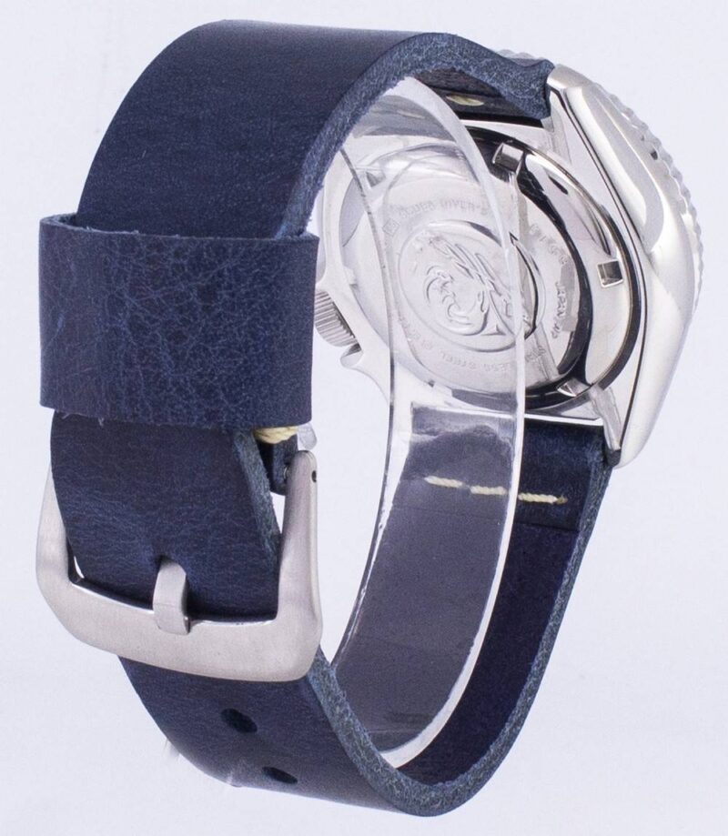 Seiko Automatic SKX009J1-var-LS15 Diver's 200M Dark Blue Leather Strap Men's Watch