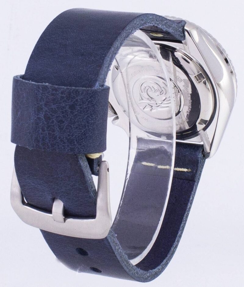 Seiko Automatic SKX009K1-var-LS15 Diver's 200M Dark Blue Leather Strap Men's Watch