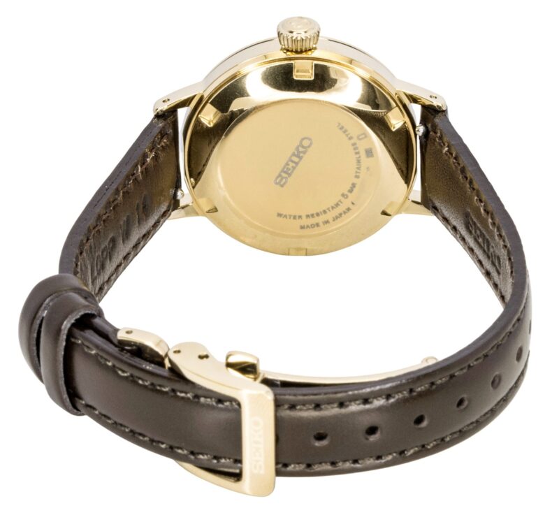 Seiko Presage Cocktail Diamond Accents Leather Strap Automatic SRE020J1 Women's Watch