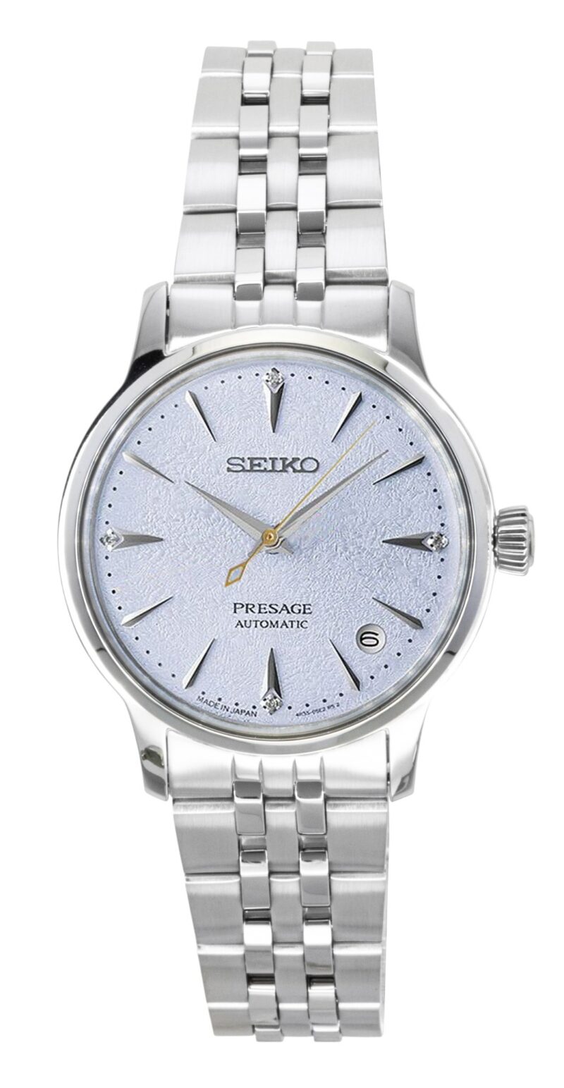 Seiko Presage Cocktail Diamond Accents Stainless Steel Light Blue Dial Automatic SRPL61J1 Women's Watch