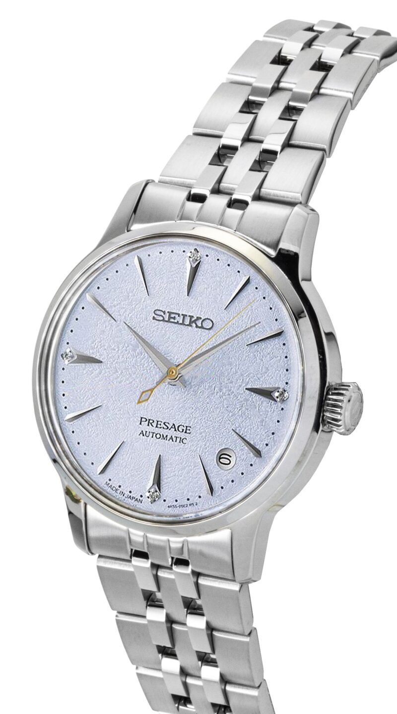 Seiko Presage Cocktail Diamond Accents Stainless Steel Light Blue Dial Automatic SRPL61J1 Women's Watch