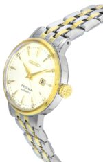 Seiko Presage Cocktail Time White Lady Diamond Accents Gold Dial Automatic SRE010J1 Women's Watch