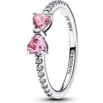 Pandora Sparkling Pink Bow Ring (193510C01-50) Women JEWELRY