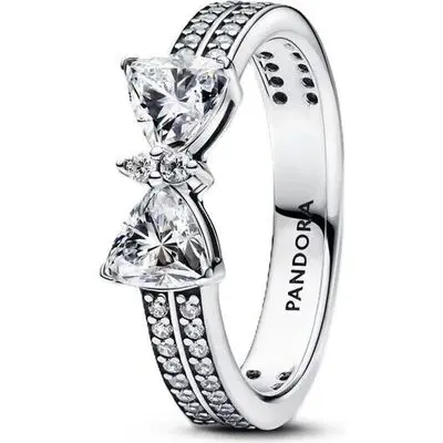 Pandora Sparkling Bow Double-row Ring (193552C01-50) Women JEWELRY