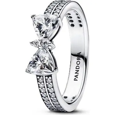 Pandora Sparkling Bow Double-row Ring (193552C01-56) Women JEWELRY