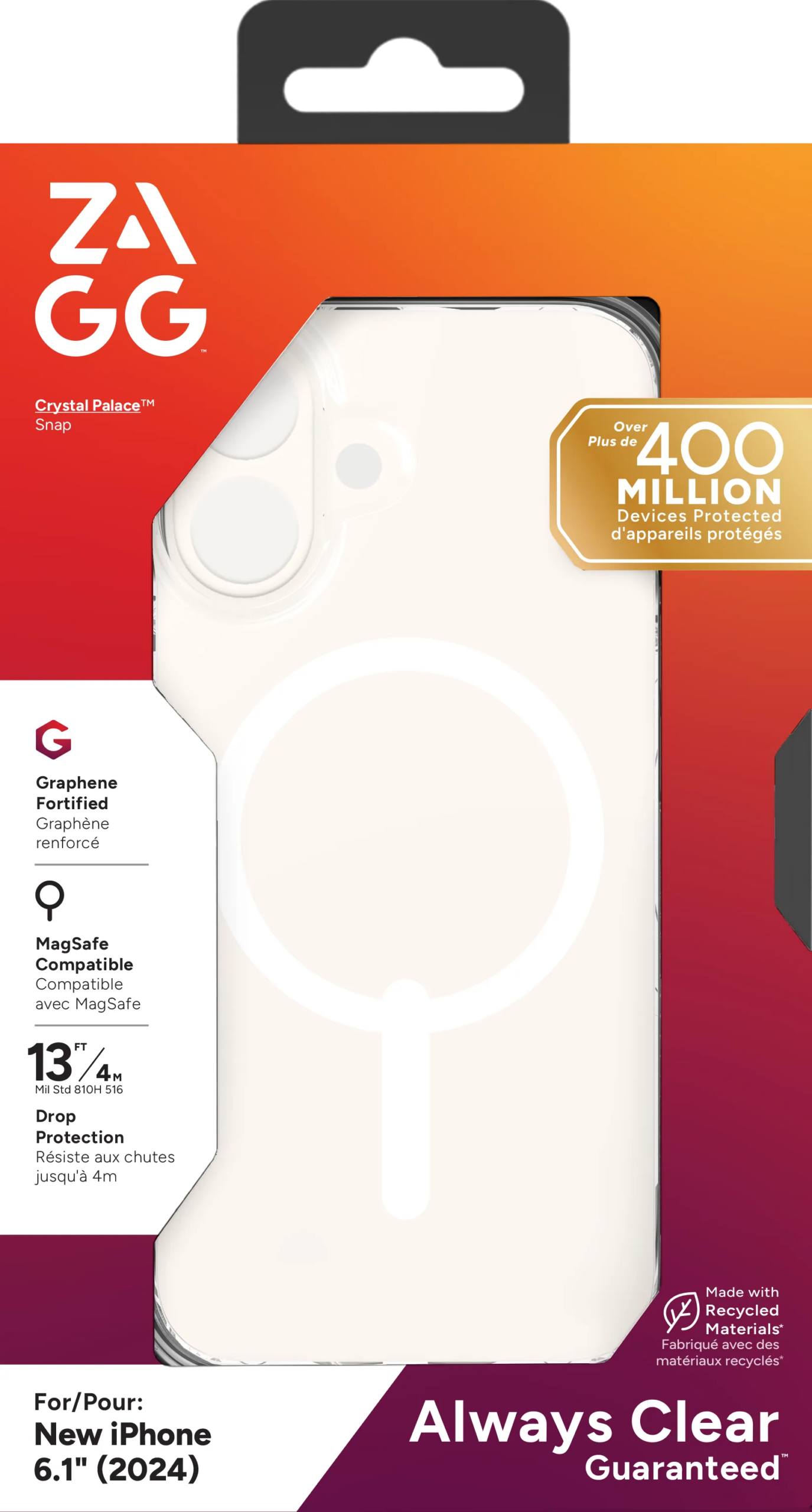 ZAGG Cases Crystal Palace Snap Apple iP16 Clear 1 -