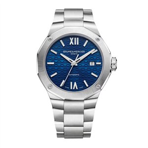 Baume & Mercier Riviera 42mm Men's Watch – Blue Sunray Wave Dial, Stainless Steel Case & Integrated Bracelet, Swiss Automatic (M0A10620)