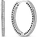 Pandora Jewels Hoop Silver Earrings With Clear Cubic Zirconia - 27 Mm (296319CZ) Men JEWELRY