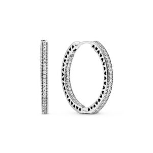 PANDORA JEWELS HOOP SILVER EARRINGS WITH CLEAR CUBIC ZIRCONIA - 27 MM (296319CZ) Women JEWELRY
