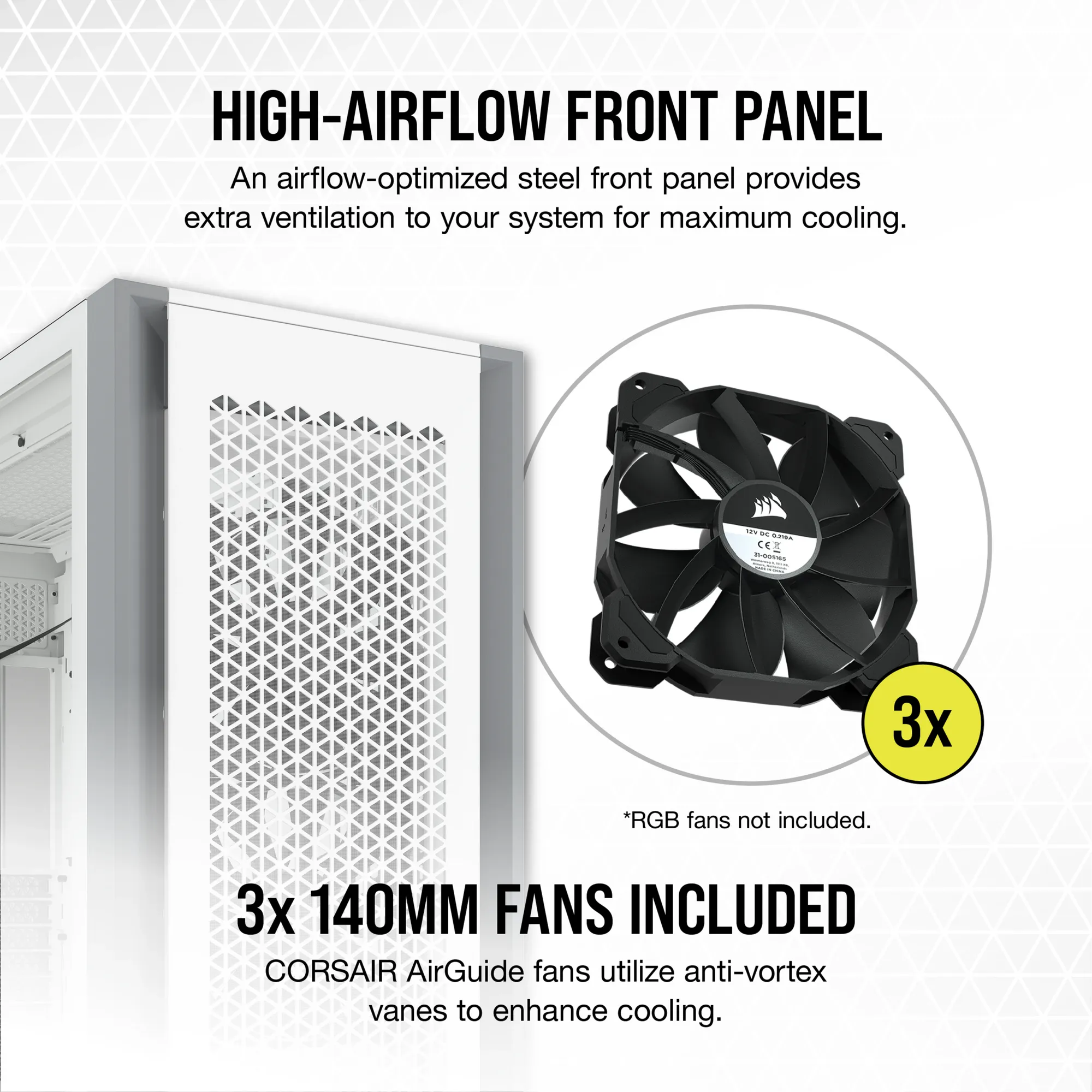 7000D Airflow White Tempered Glass Mid-Tower; 6x 3.5'' | 4x 2.5'' Drive Bays ; 480mm Radiator Compatible; 3x140mm fan incl 5 7000D Airflow White Tempered Glass Mid-Tower; 6x 3.5'' | 4x 2.5'' Drive Bays ; 480mm Radiator Compatible; 3x140mm fan incl - Image 5