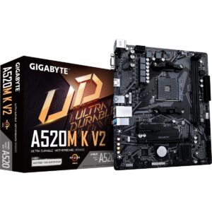 GIGABYTE AMD A520M-K for 3rd/4th/5th Generation AMD Ryzen™ processors; 2x Dual DDR4; 1x M2; HDMI; VGA
