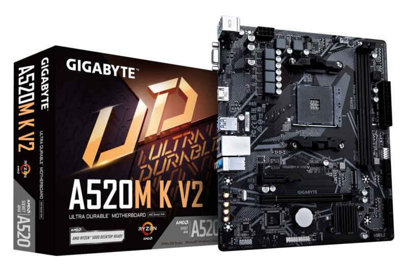GIGABYTE AMD A520M-K for 3rd/4th/5th Generation AMD Ryzen™ processors; 2x Dual DDR4; 1x M2; HDMI; VGA