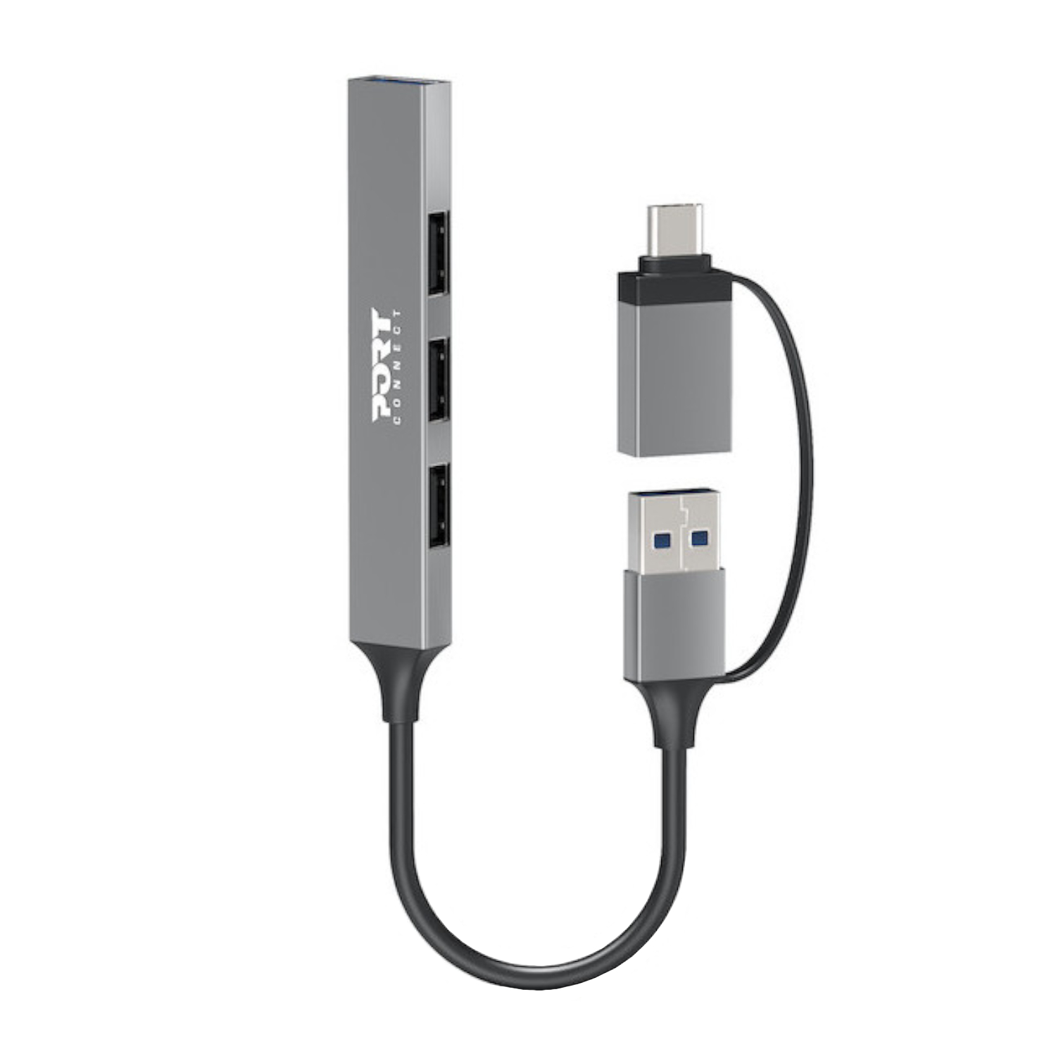 Port Connect USB Type-C to 4-port USB-A 3.0/2.0 Hub 1 Port Connect USB Type-C to 4-port USB-A 3.0/2.0 Hub
