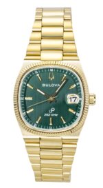 Bulova Super Seville Gold Tone Stainless Steel Green Dial Quartz 97B237 Men's Watch