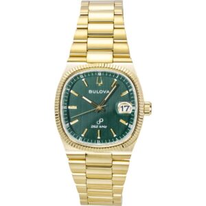Bulova Super Seville Gold Tone Stainless Steel Green Dial Quartz 97B237 Men's Watch