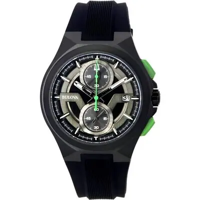 Bulova Maquina Chronograph Black Dial Black Strap Quartz 98B381 Men's Watch