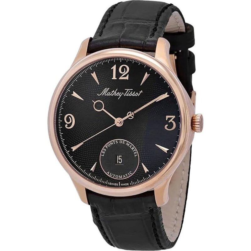 Mathey-Tissot Edmond Automatic Limited Edition Leather Strap Black Dial AC1886CN Men's Watch Mathey-Tissot Edmond Automatic Limited Edition Leather Strap Black Dial AC1886CN Men's Watch