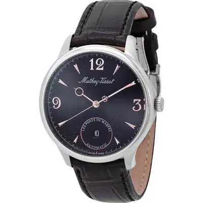 Mathey-Tissot Edmond Automatic Limited Edition Leather Strap Black Dial AC1886CNA Men's Watch